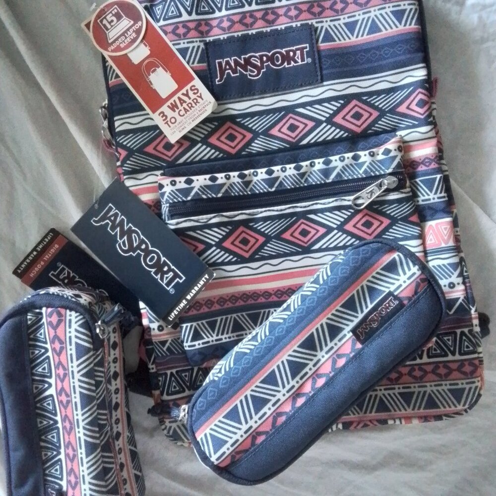 Jansport backpack and 2 pencil cases